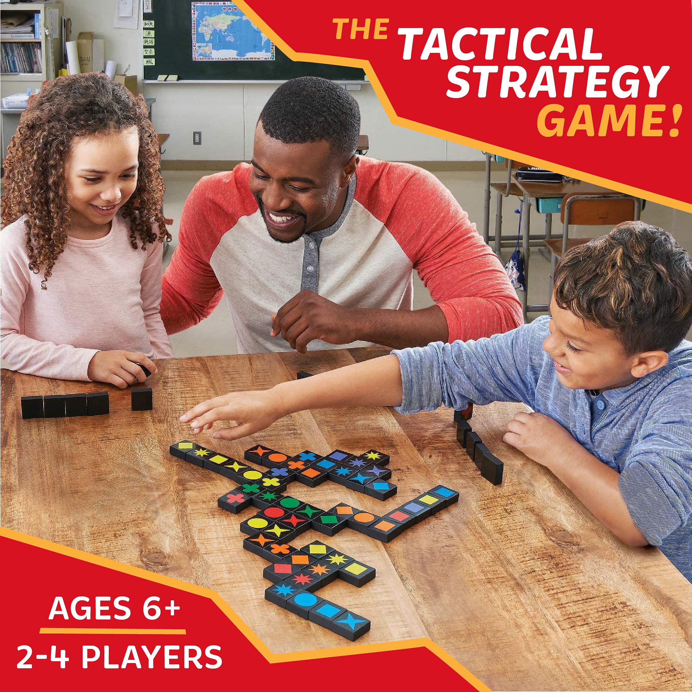 MindWare Qwirkle tiles stored in a drawstring bag for easy travel.