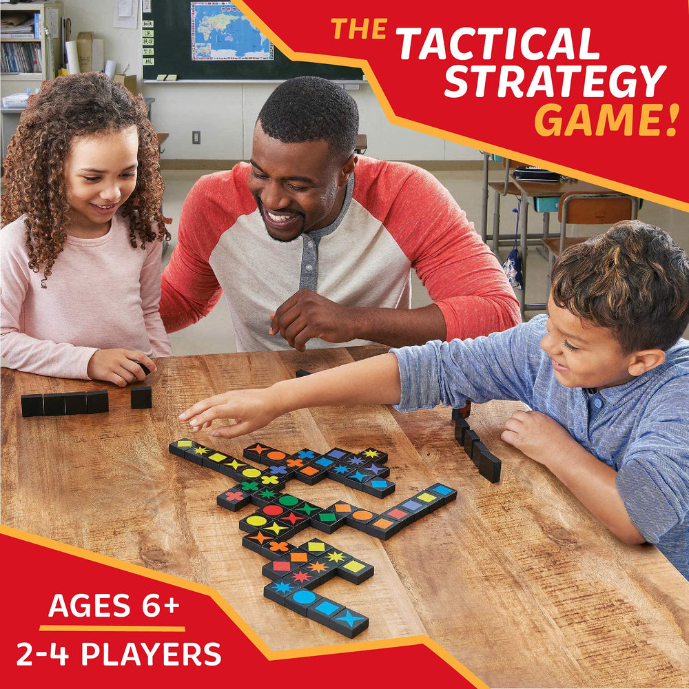 MindWare Qwirkle tiles stored in a drawstring bag for easy travel.