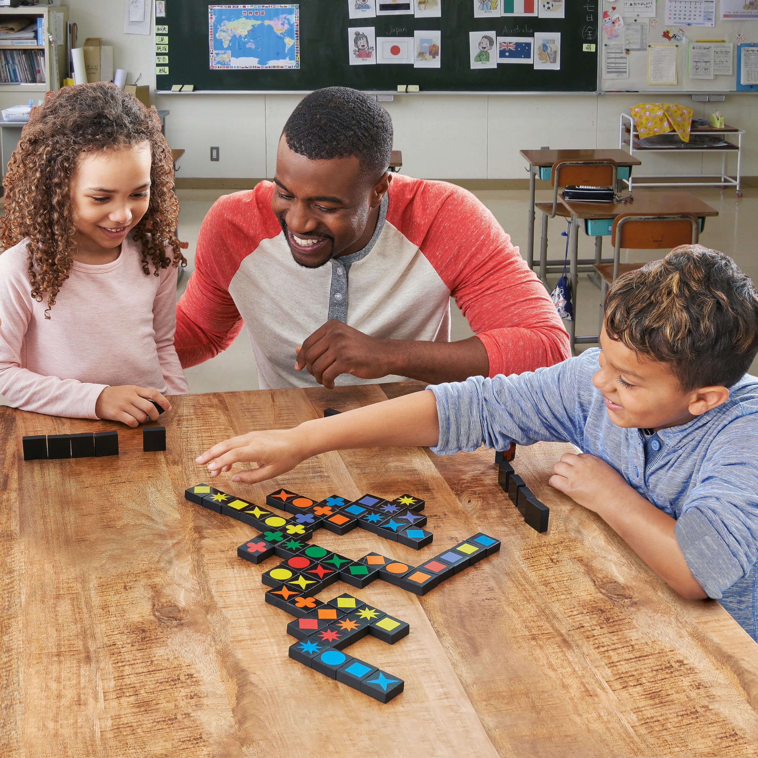 MindWare Qwirkle game setup around the table for quick rounds.