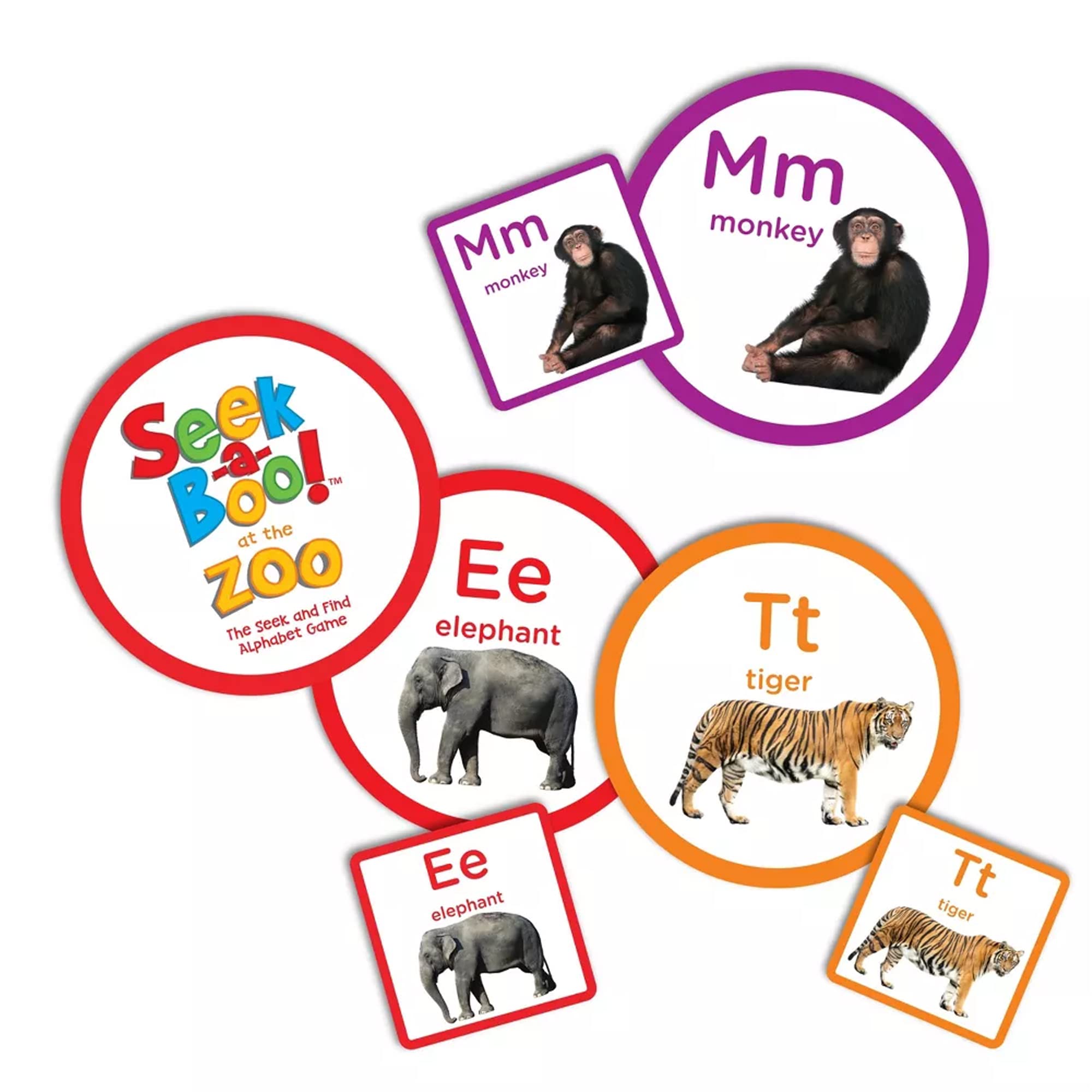 MindWare Seek-a-Boo at The Zoo beginner alphabet cards encourage first letter practice.