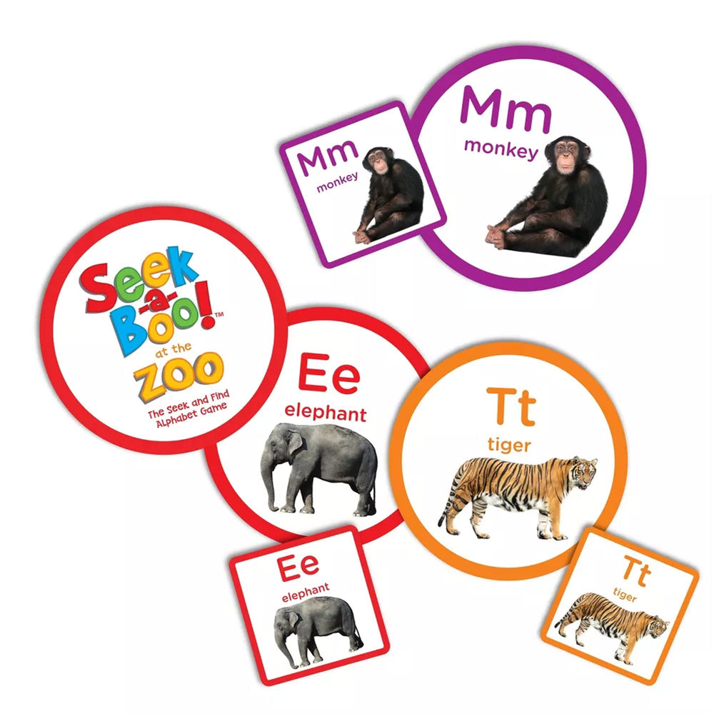 MindWare Seek-a-Boo at The Zoo beginner alphabet cards encourage first letter practice.