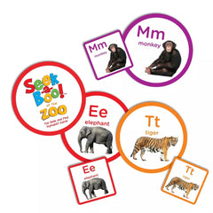 MindWare Seek-a-Boo at The Zoo beginner alphabet cards encourage first letter practice.