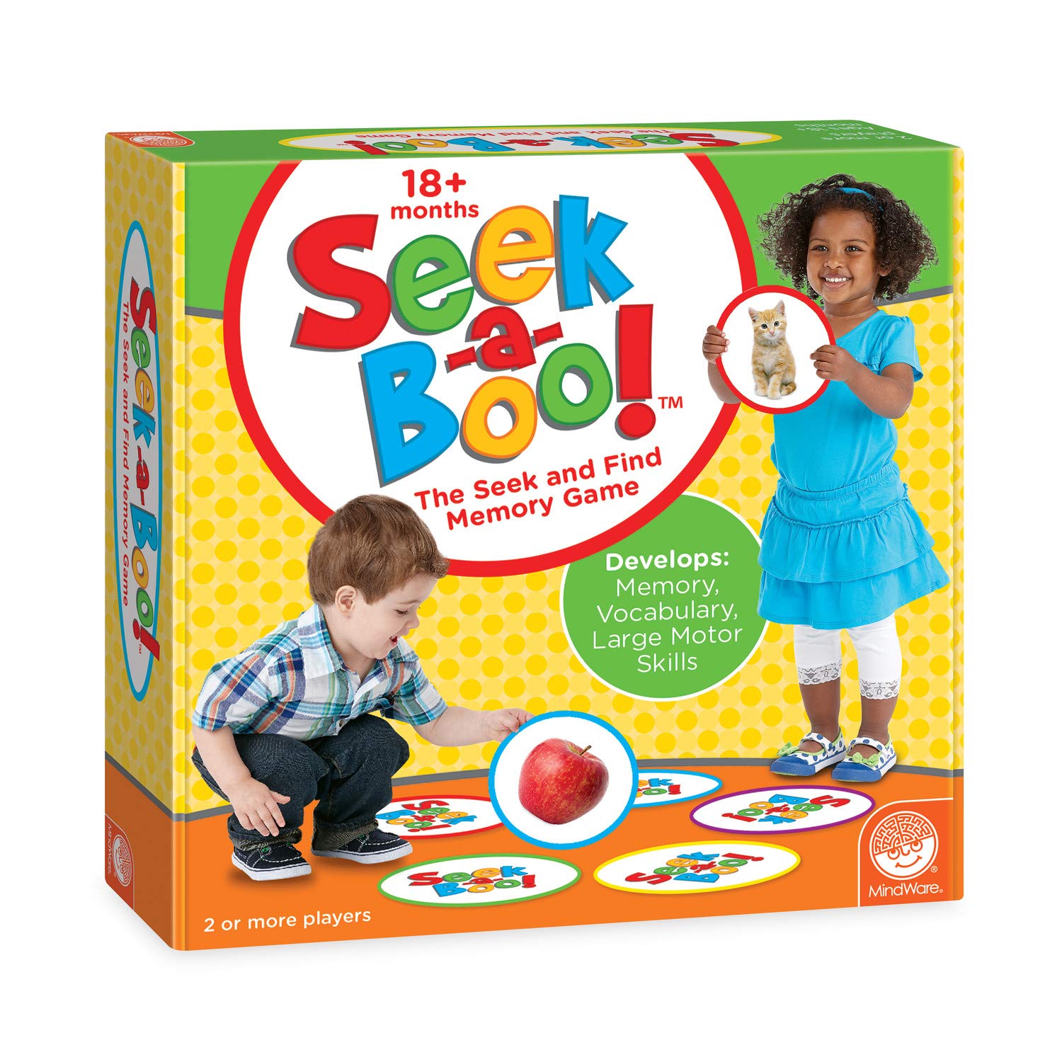 MindWare Seek-a-Boo circle seek-me cards help build early vocabulary.