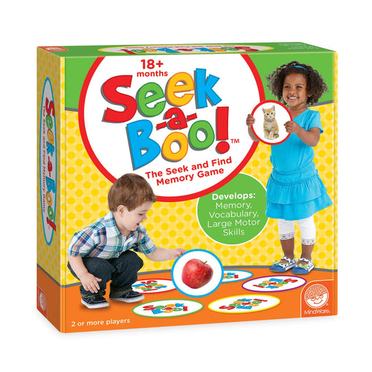 MindWare Seek-a-Boo circle seek-me cards help build early vocabulary.