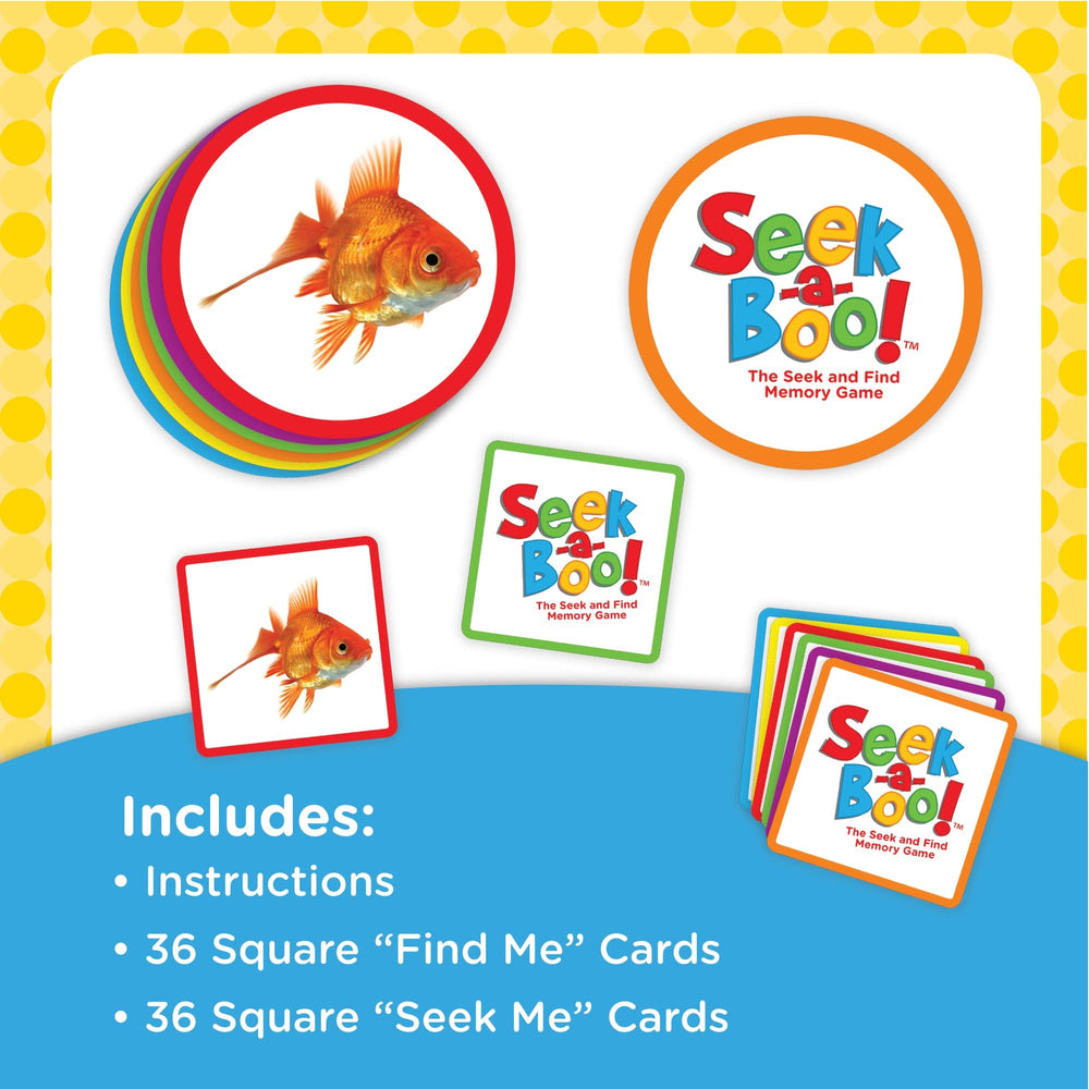 MindWare Seek-a-Boo square find-me cards promote memory and matching play.