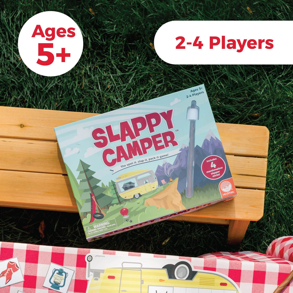 MindWare Slappy Camper family game-night setup supports shared fun for ages five up.
