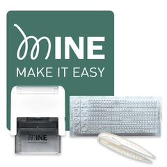 Mine Stamp Compact Clothing Marker front view for portable labeling of clothes and books