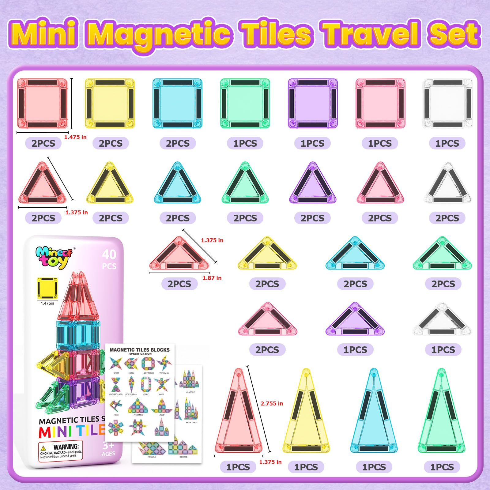 Minecftoy equilateral triangle tiles for creative building during travel