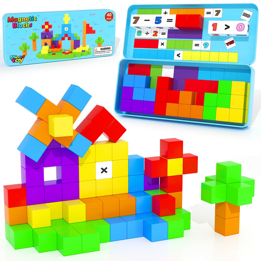 Minecftoy magnetic blocks travel case enabling portable play and easy storage.