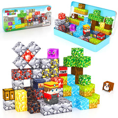 Minecftoy mini magnetic blocks with travel box for on-the-go creative play