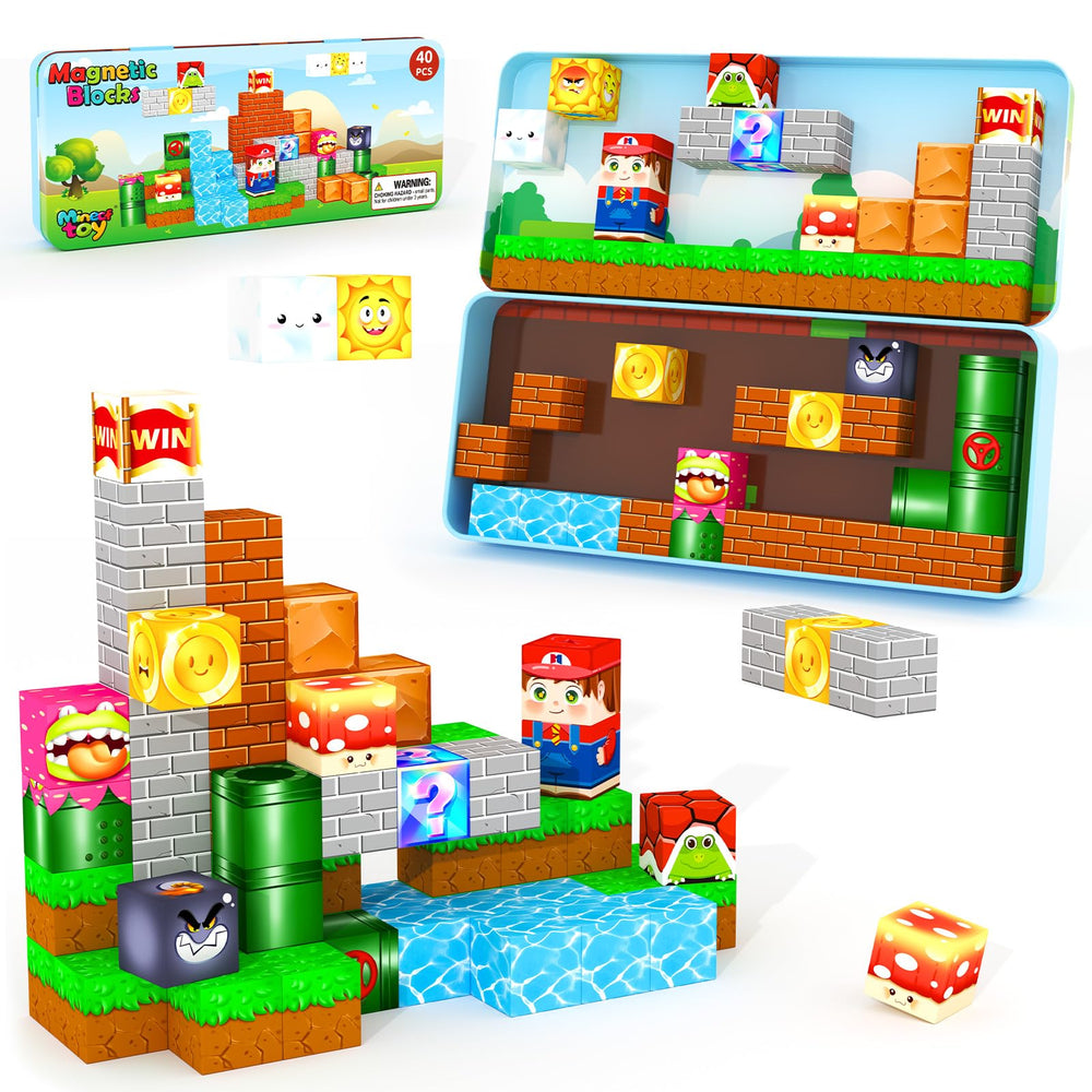 Minecftoy travel box magnetic blocks for portable creativity on the go.