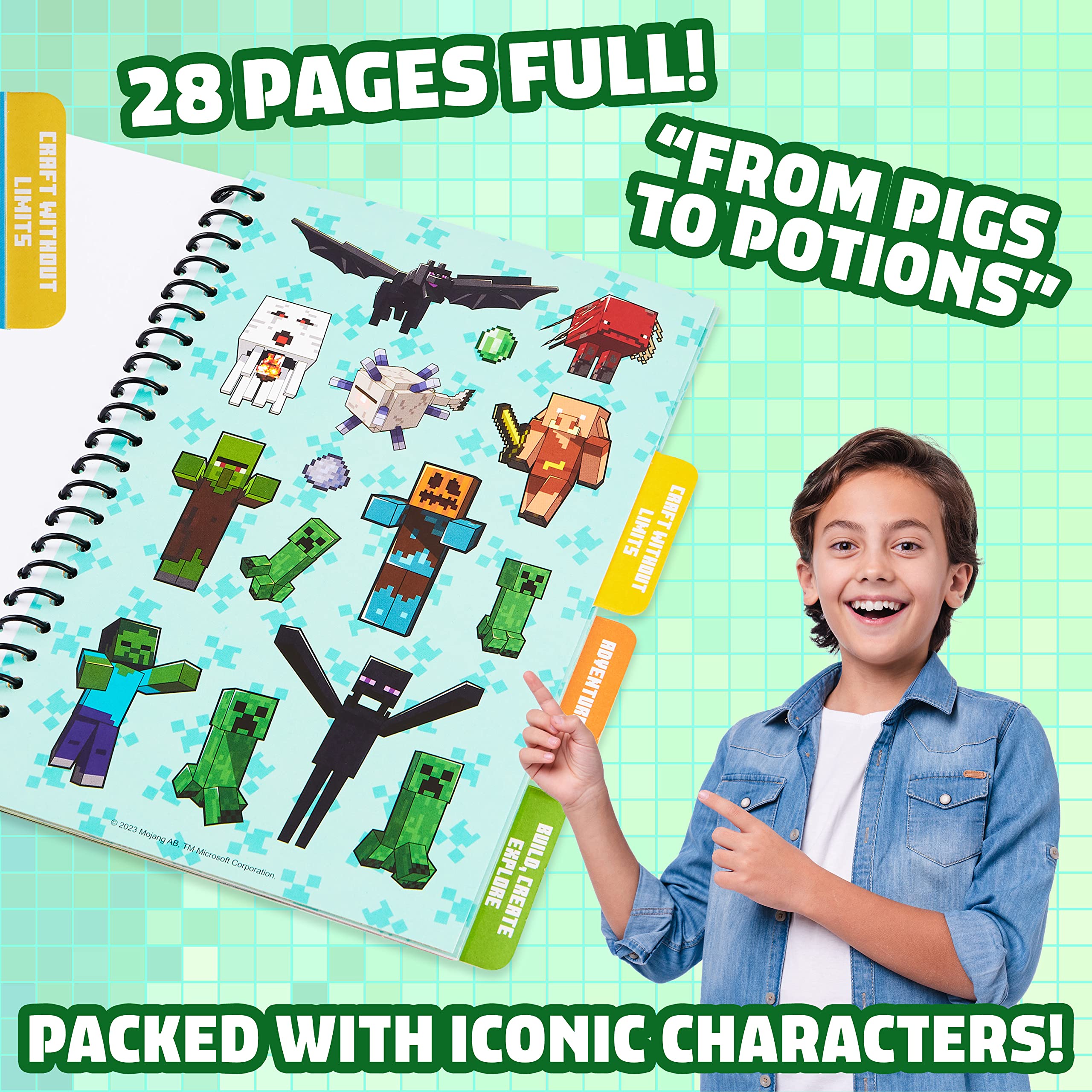 Minecraft character stickers highlight Creepers and Ender Dragon for themed decor