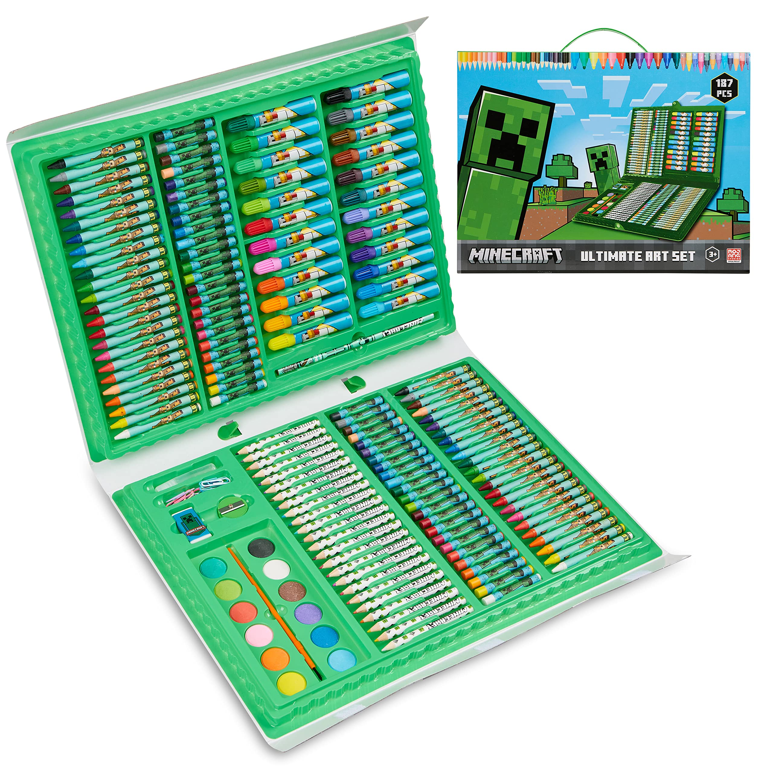 Minecraft colored pencils travel case for on-the-go art