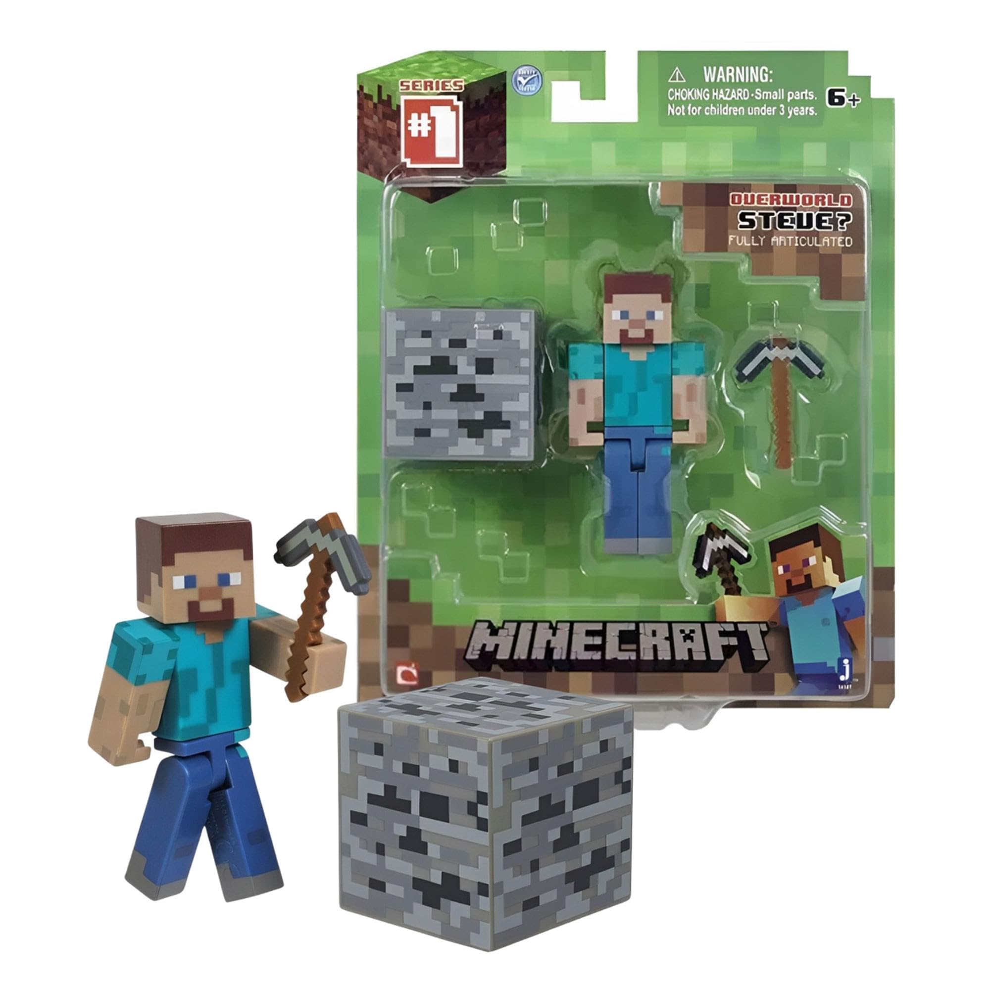 Minecraft Core Steve with iron pickaxe for adventurous builds.