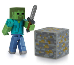 Minecraft iron ore block accessory pairs with the zombie figure for creative setups.