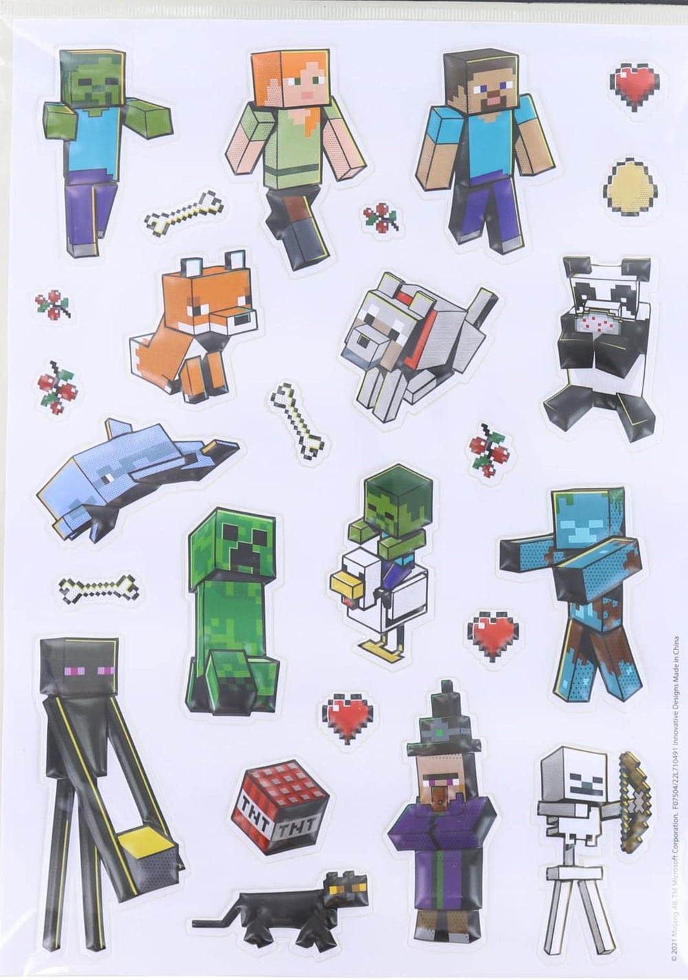 Minecraft Raised Stickers poly bag header card packaging for quick checkout display