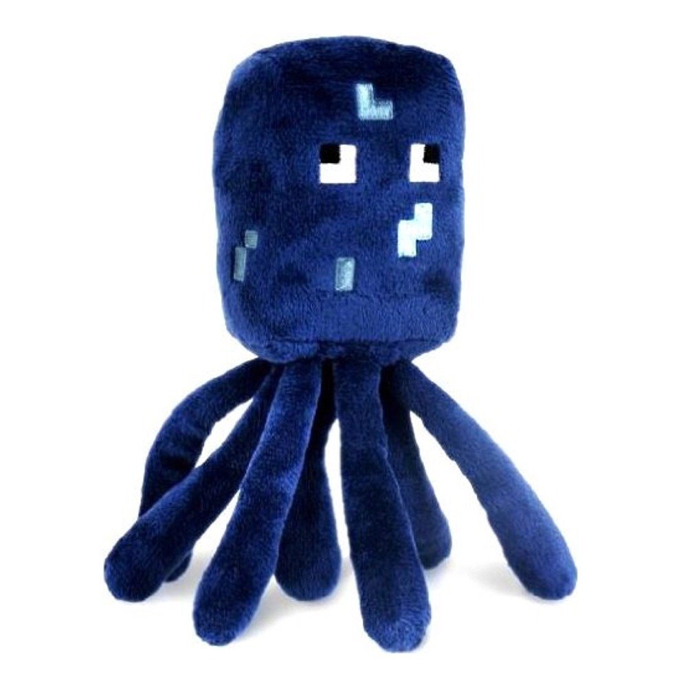 Minecraft Squid Plush on display, a collectible for fans of the game