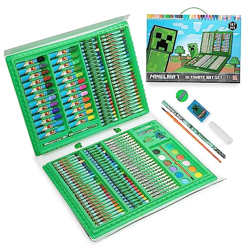 Minecraft starter art kit with glue, sharpener, eraser and brush for projects