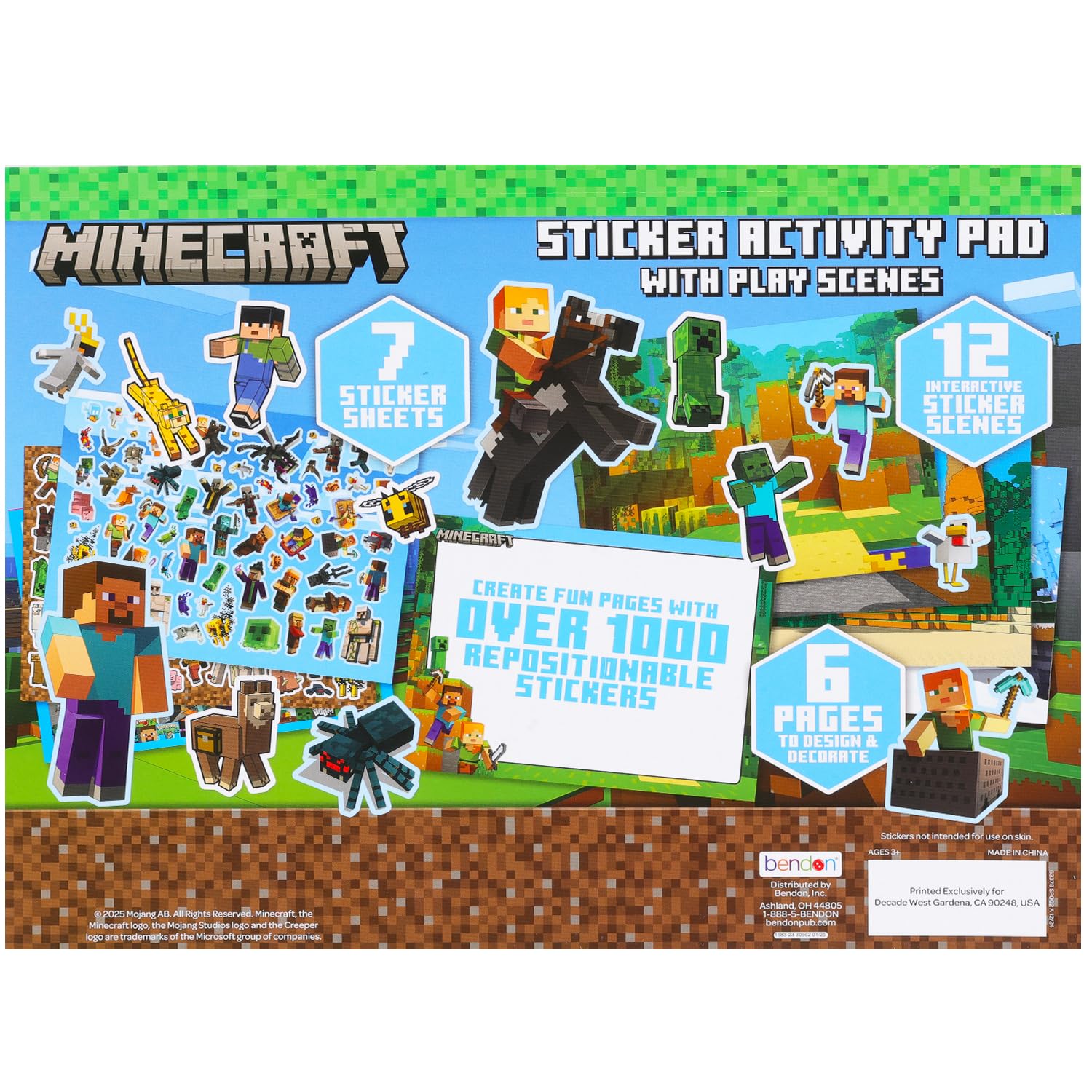Minecraft Stickers Ultimate Activity Pad travel-friendly activity set for kids.