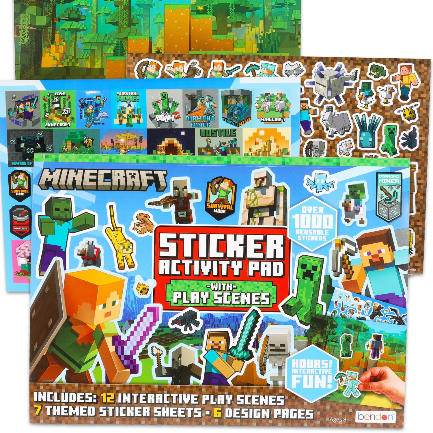 Minecraft Stickers Ultimate Activity Pad sticker sheets with 1000+ reusable stickers.