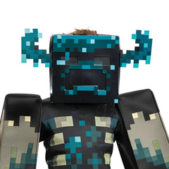 Minecraft Warden costume pixel-detail close-up highlights blocky texture.