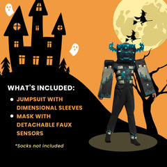 Minecraft Warden costume ready for trick-or-treating and parties