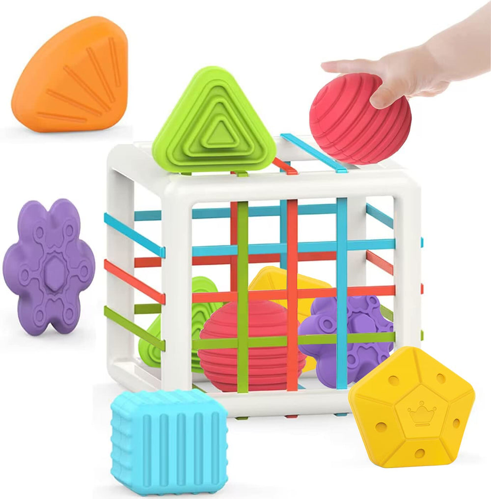 MINGKIDS Montessori toy shape-sorting 6pc for early shape recognition and motor skills.