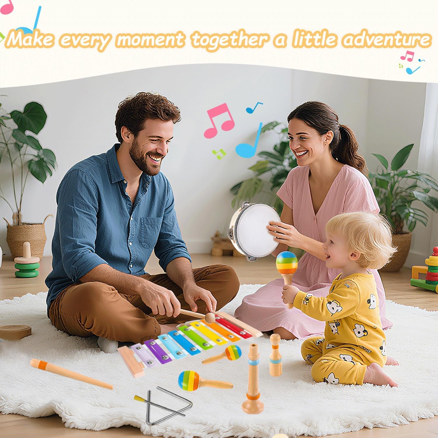 MINGKIDS wooden music set offers durable, non-toxic playtime for toddlers.