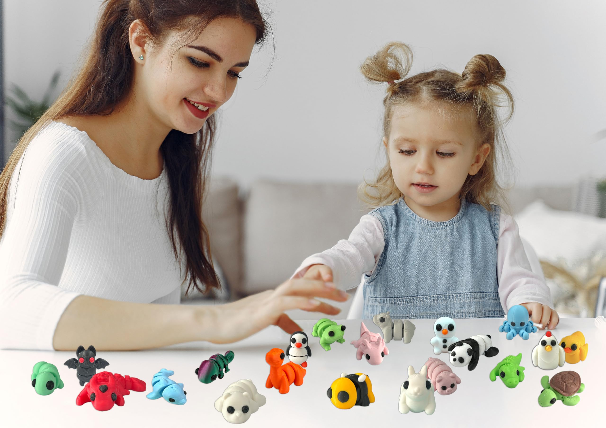 Mini 3D Printed Animals Set bird figurine lightweight for Easter baskets and decor