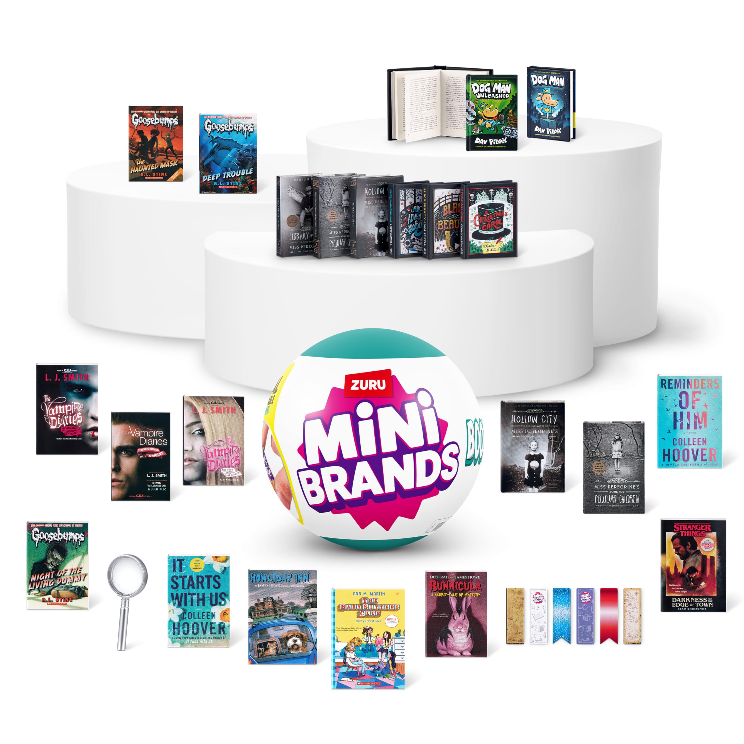 Mini Brands Books Capsule miniature books with accessories and a tiny magnifying glass