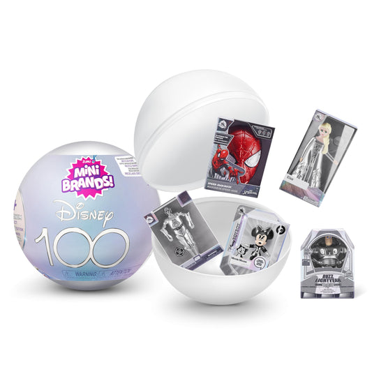 Mini Brands Disney 100 Platinum capsule pack showing multiple miniatures for display and collection.