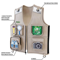 Mini Explorer vest reinforced edges for durable outdoor wear.