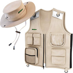 Mini Explorer vest front view with durable fabric and multiple pockets.
