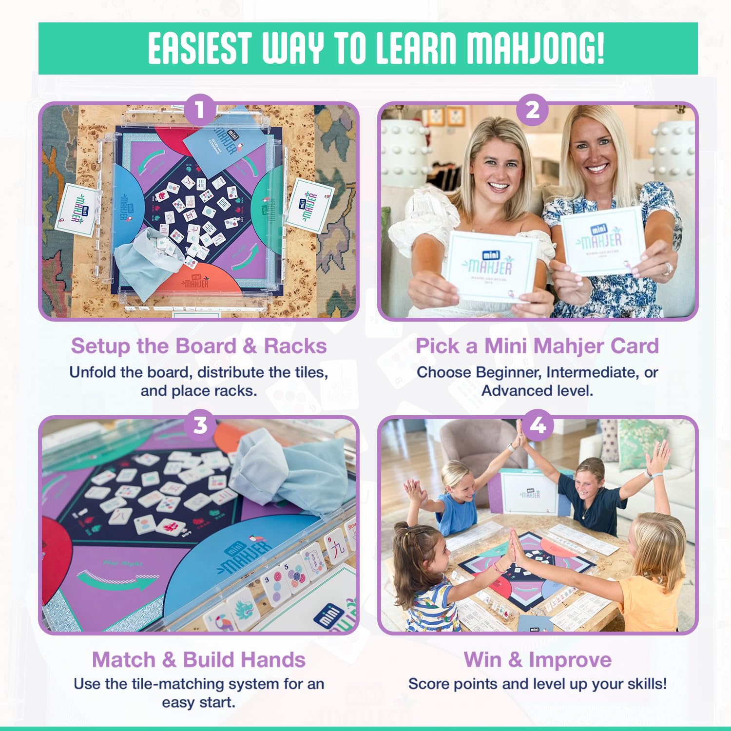 Mini Mahjer three levels of play to grow with your child’s abilities.