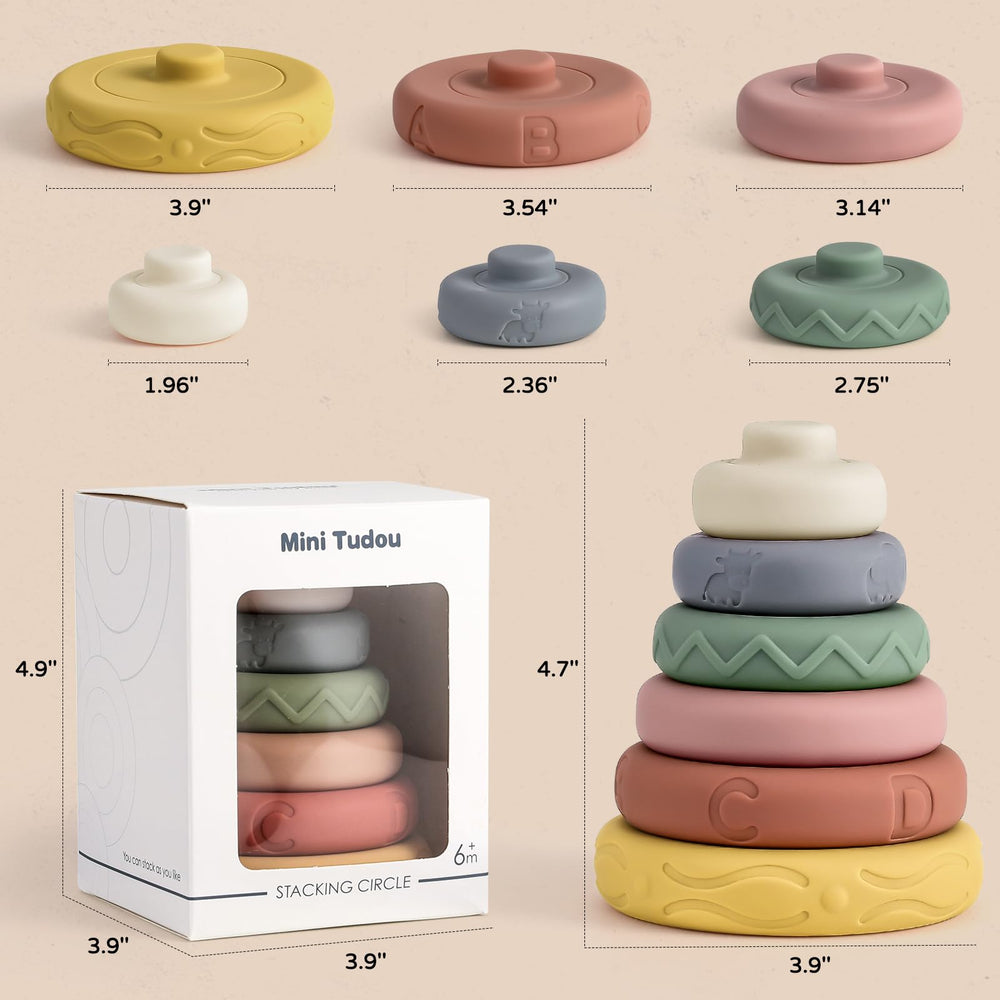 Mini Tudou animal-pattern rings add visual interest while promoting early pattern recognition.