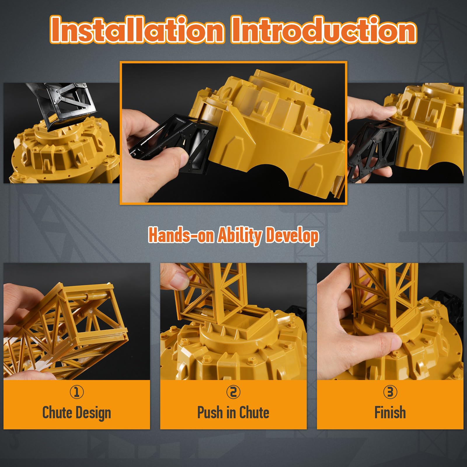 Mini Tudou crane tower arm and hook detail for authentic operation