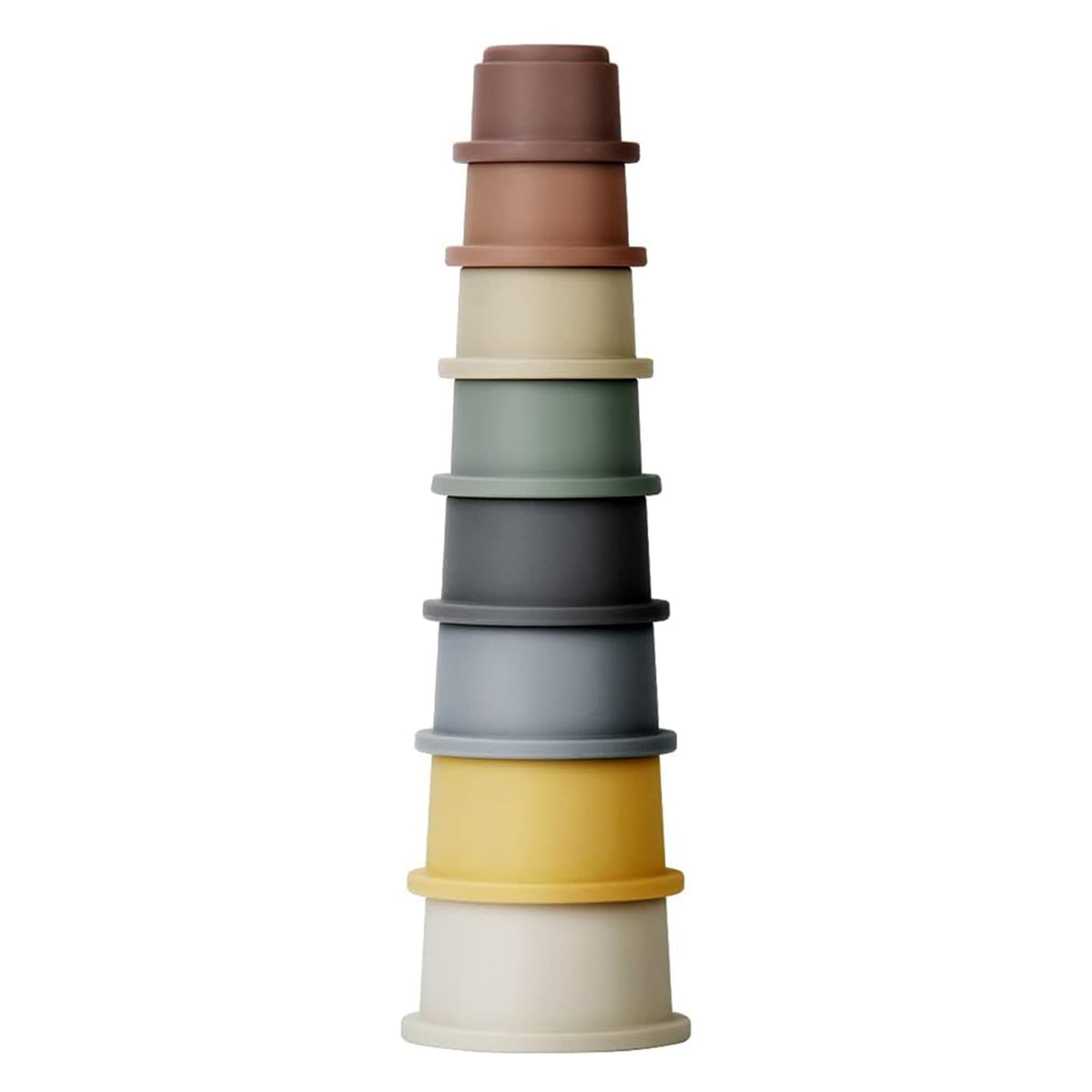Mini Tudou stacking cups 8-piece set for nestable play and early color recognition.