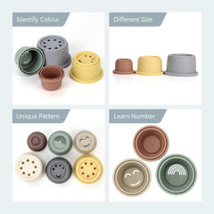 Mini Tudou nesting cups with hollow patterns spark curiosity through pouring and pattern exploration.
