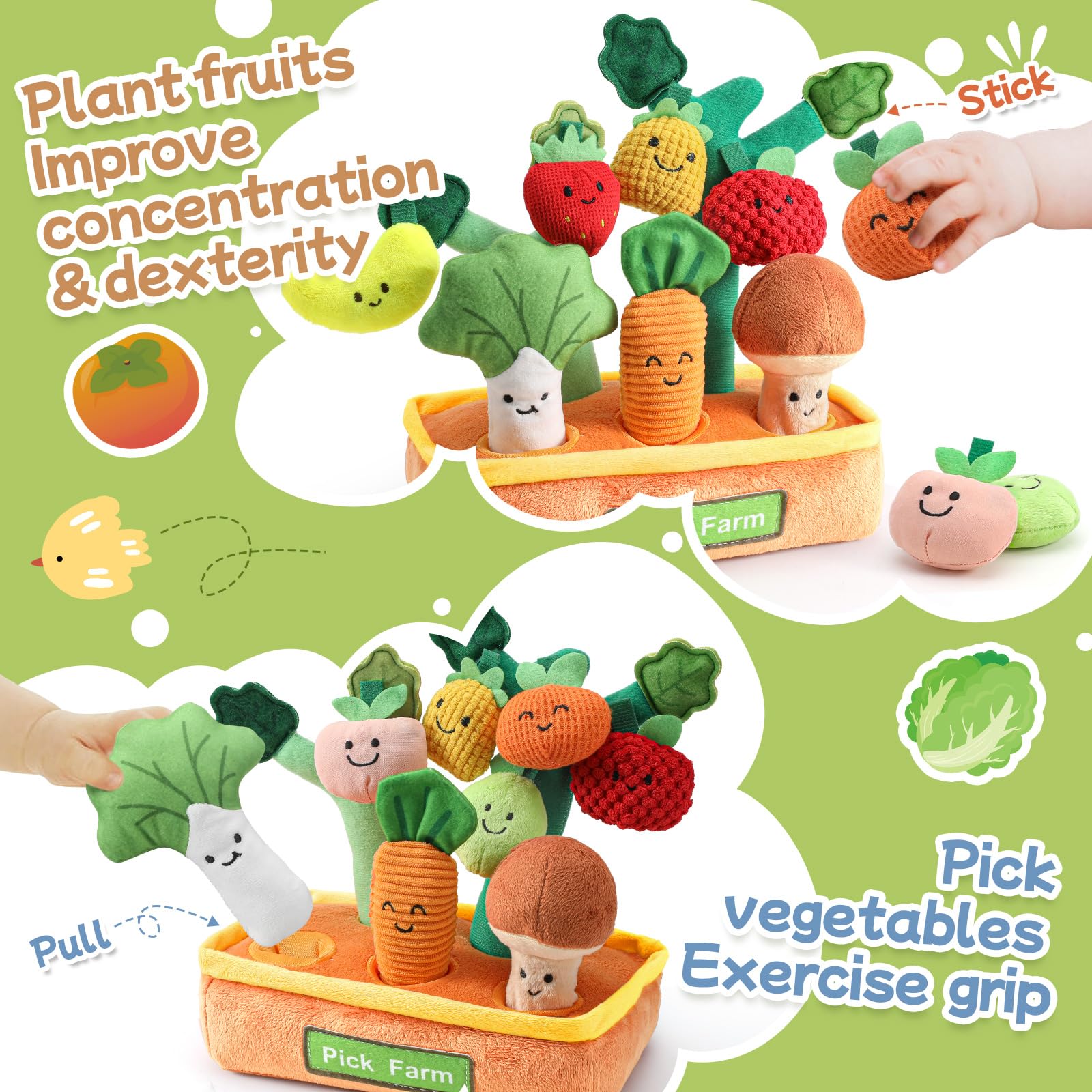 Mini Tudou tree trunk element encourages imaginative garden play and pretend harvests.