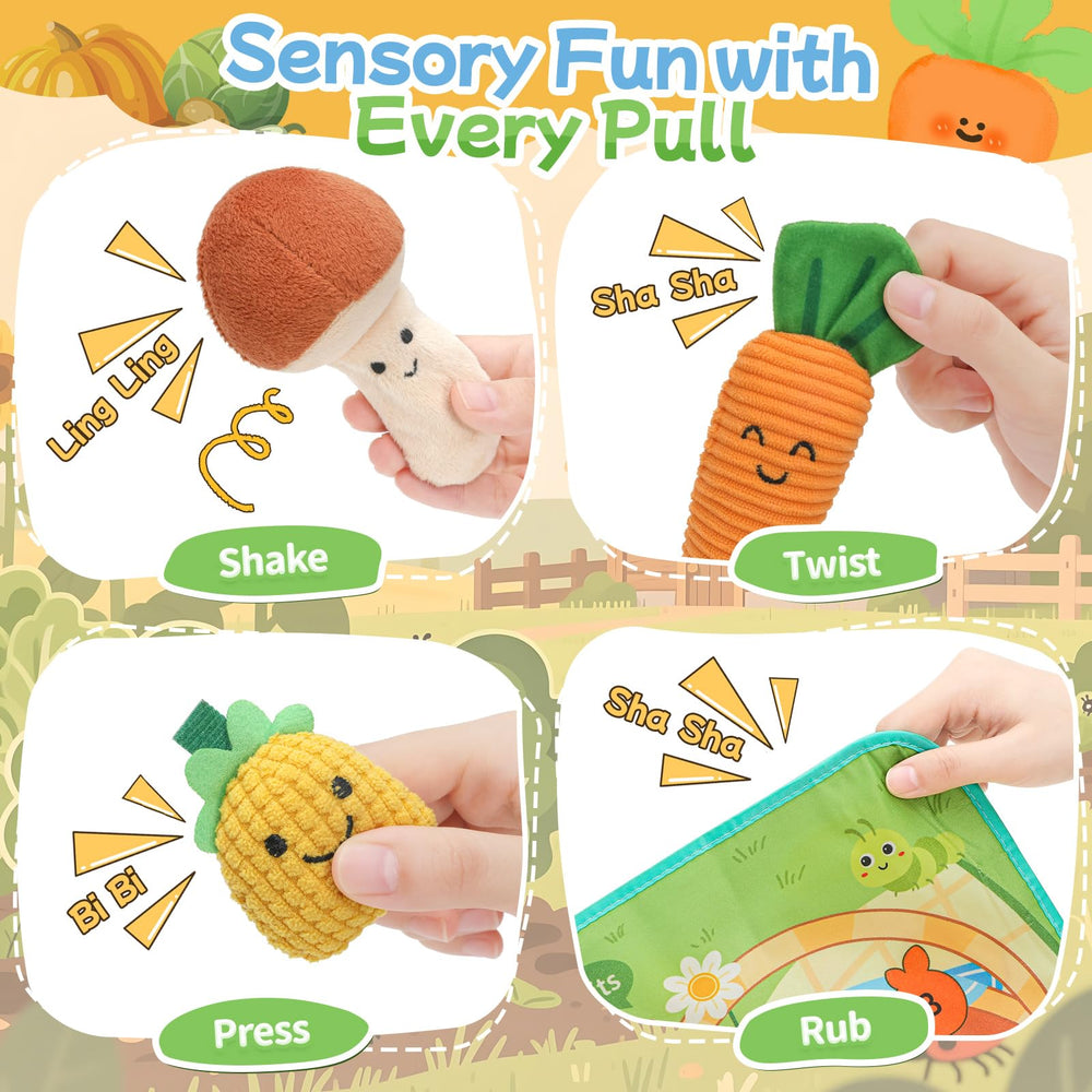 Mini Tudou vegetable crinkle texture toy boosts fine motor skills and curiosity.