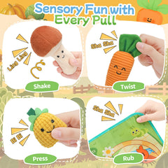 Mini Tudou vegetable crinkle texture toy boosts fine motor skills and curiosity.