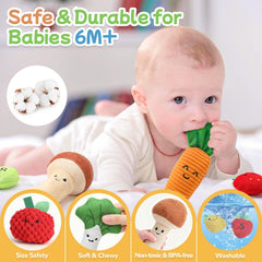 Mini Tudou Velcro fruit feature adds interactive attachment during pretend play.
