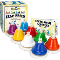 MINIARTIS desk bells 8-note set with bright colors for early music exploration.