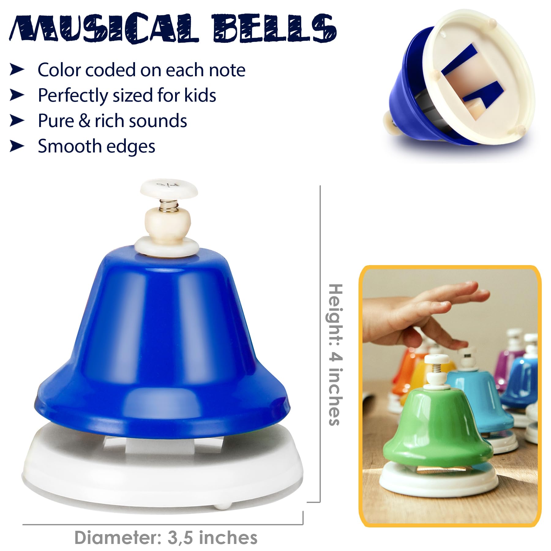 MINIARTIS portable desk bells case enables easy storage and travel play.