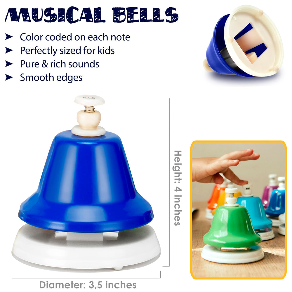 MINIARTIS portable desk bells case enables easy storage and travel play.