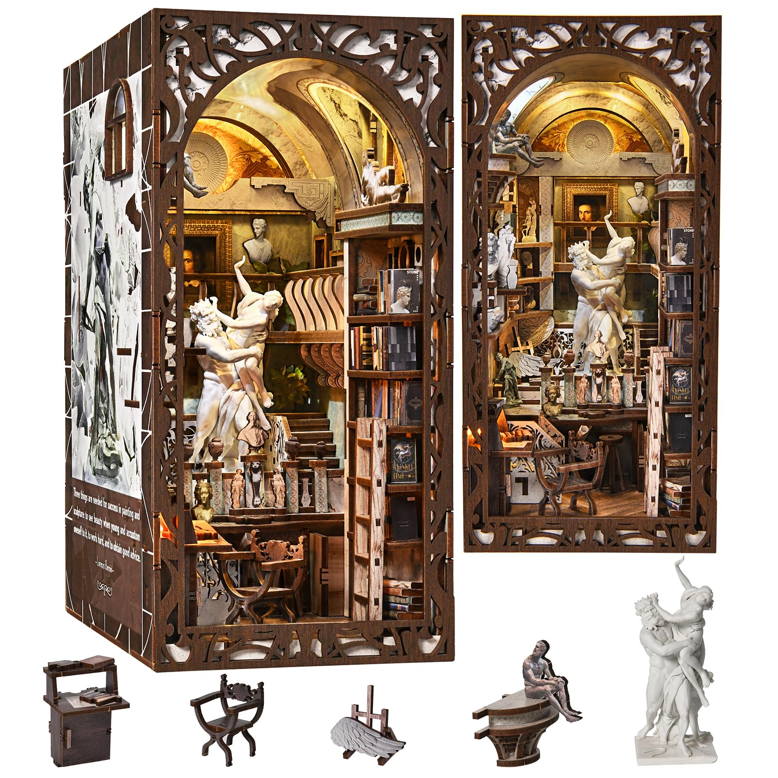 MiniCity Bernini's Workshop book nook with ornate frames for dramatic display