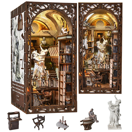 MiniCity Bernini's Workshop book nook with ornate frames for dramatic display