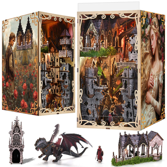 MiniCity sleeping beauty scene enhances desk ambiance with cozy storytelling vibes