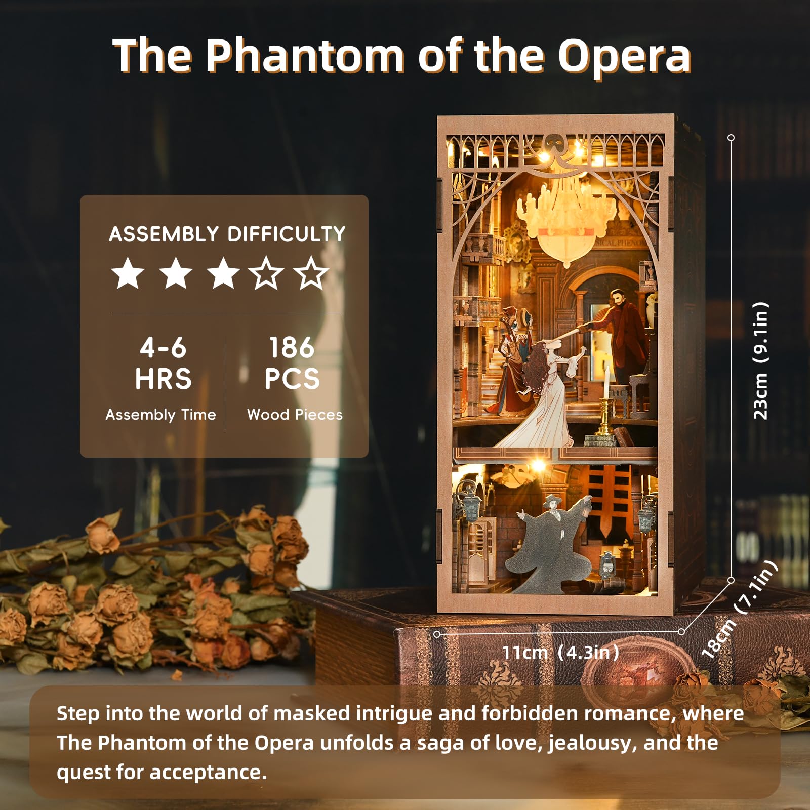 MiniCity Phantom of the Opera LED lights illuminate the tiny stage