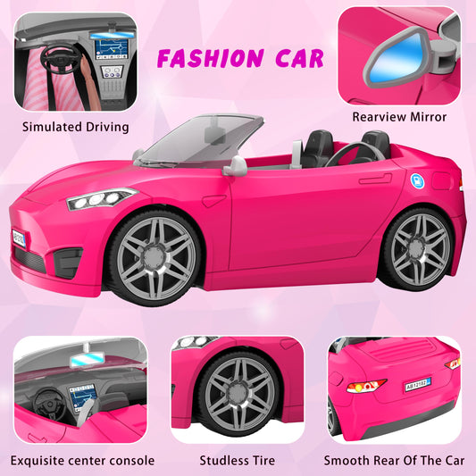 MINIFUN pink convertible car with two seats for pretend trips